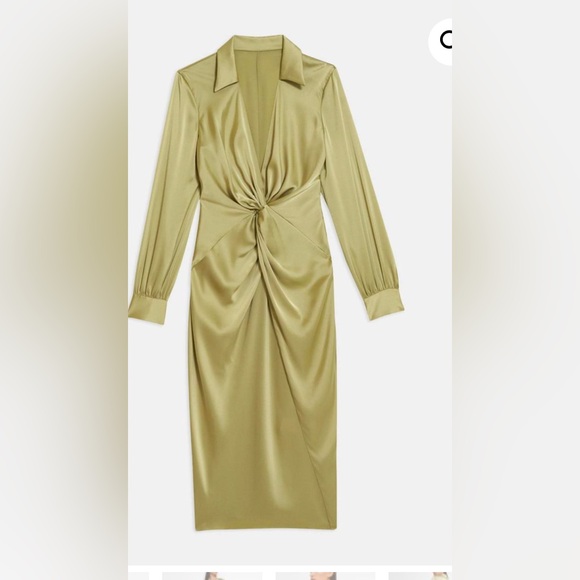 Theory NWT size 0 twist midi pale lime dress - Picture 3 of 9